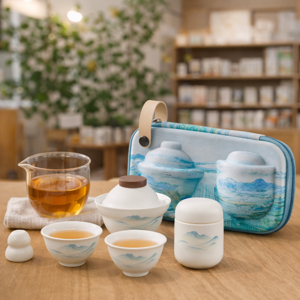 Service à thé portable en porcelaine blanche Subtilsthes