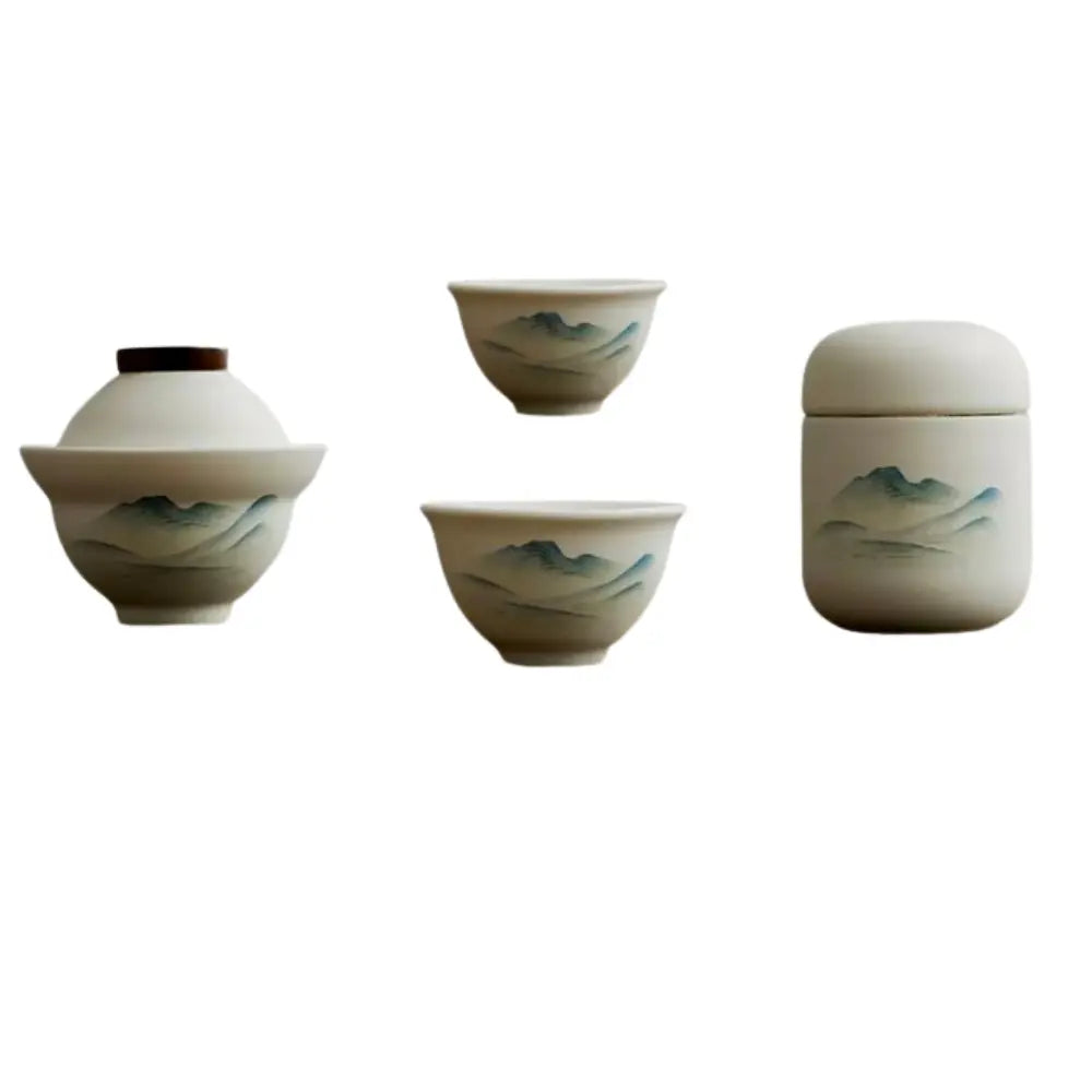 Service à thé portable en porcelaine blanche Subtilsthes